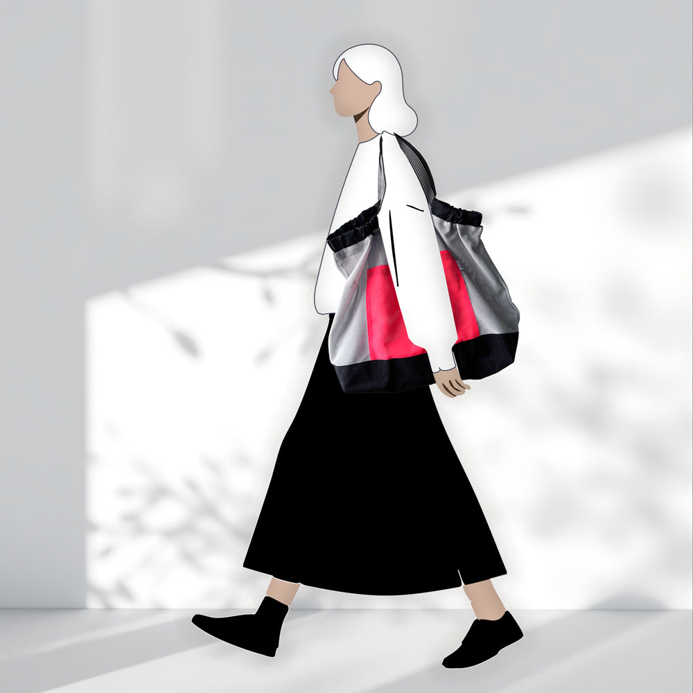 (L size) #Mesh Shopper - iVORY+Pop